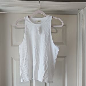Madewell White Ribbed Tank Top